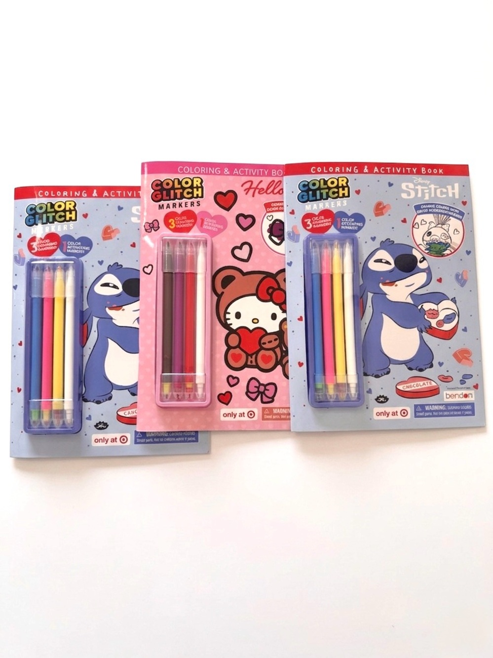 Stitch Hello Kitty Activity Coloring Books Color Glitch Markers Set 3
